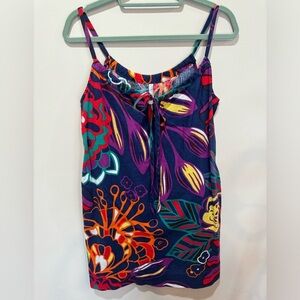 Old‎ Navy Tie Strap Floral Linen Cotton Sheath Dress Multicolor Sz S